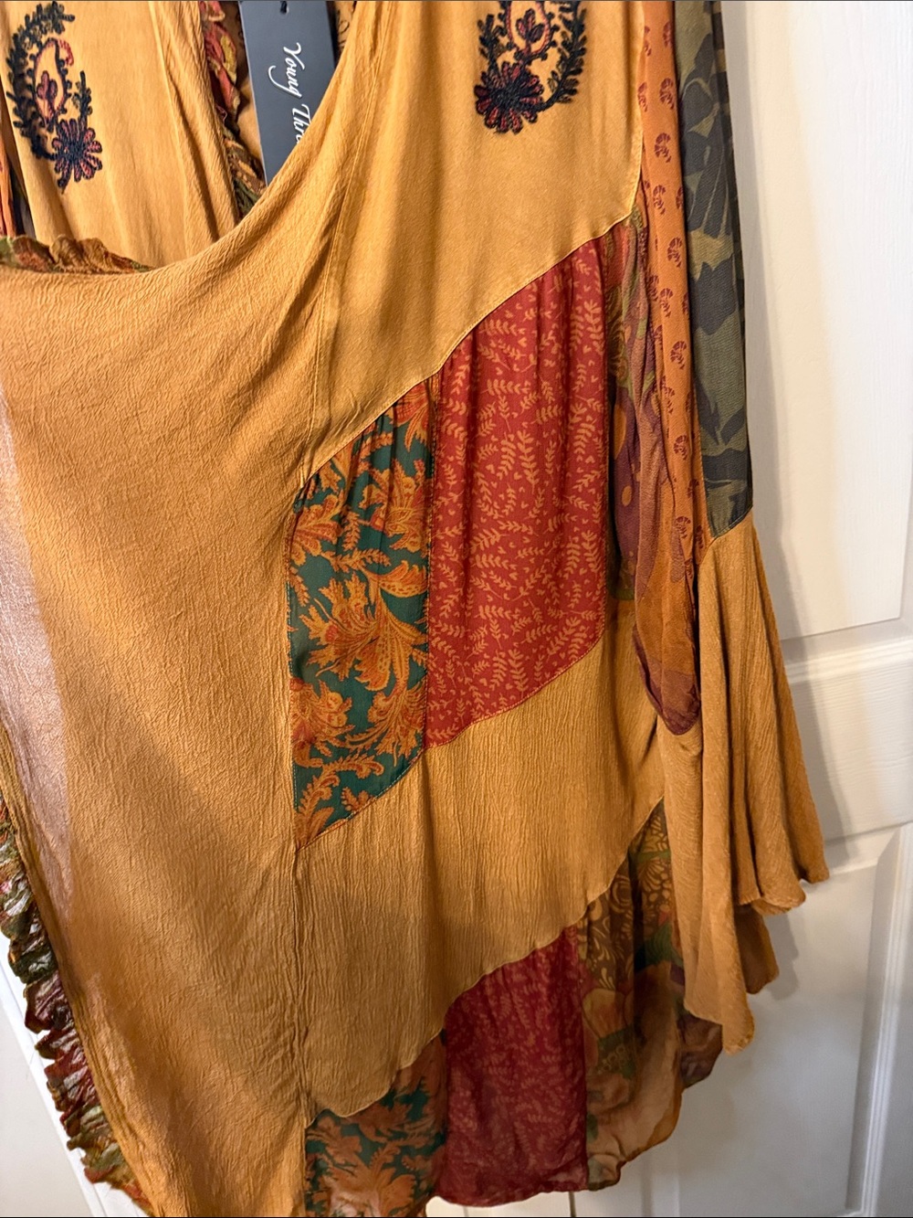 Young Threads Mustard Patchwork Boho Duster/ Kimono - Picture 4 of 6